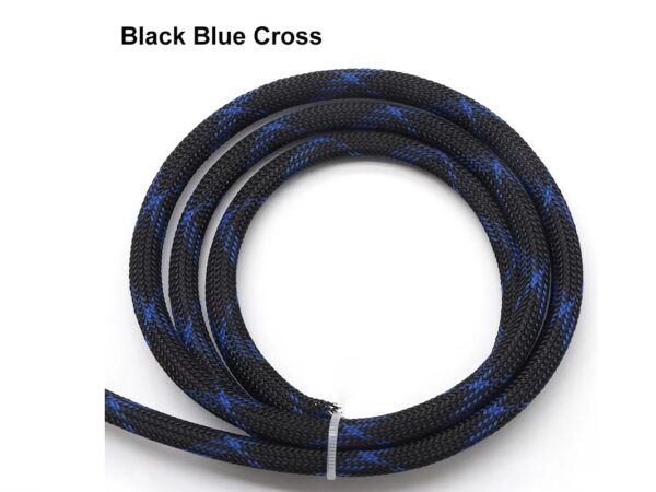 Geflechtschlauch  PET Kabelschutz-Schlauch geflochten,blau-schwarz 1 Meter 8mm