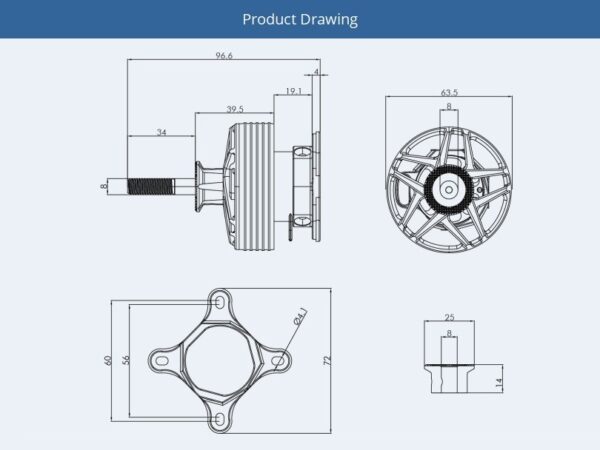 T-Motor AM600 - 555KV - Brushless Motor zu 60 - 64 Zoll Modellen – Bild 5